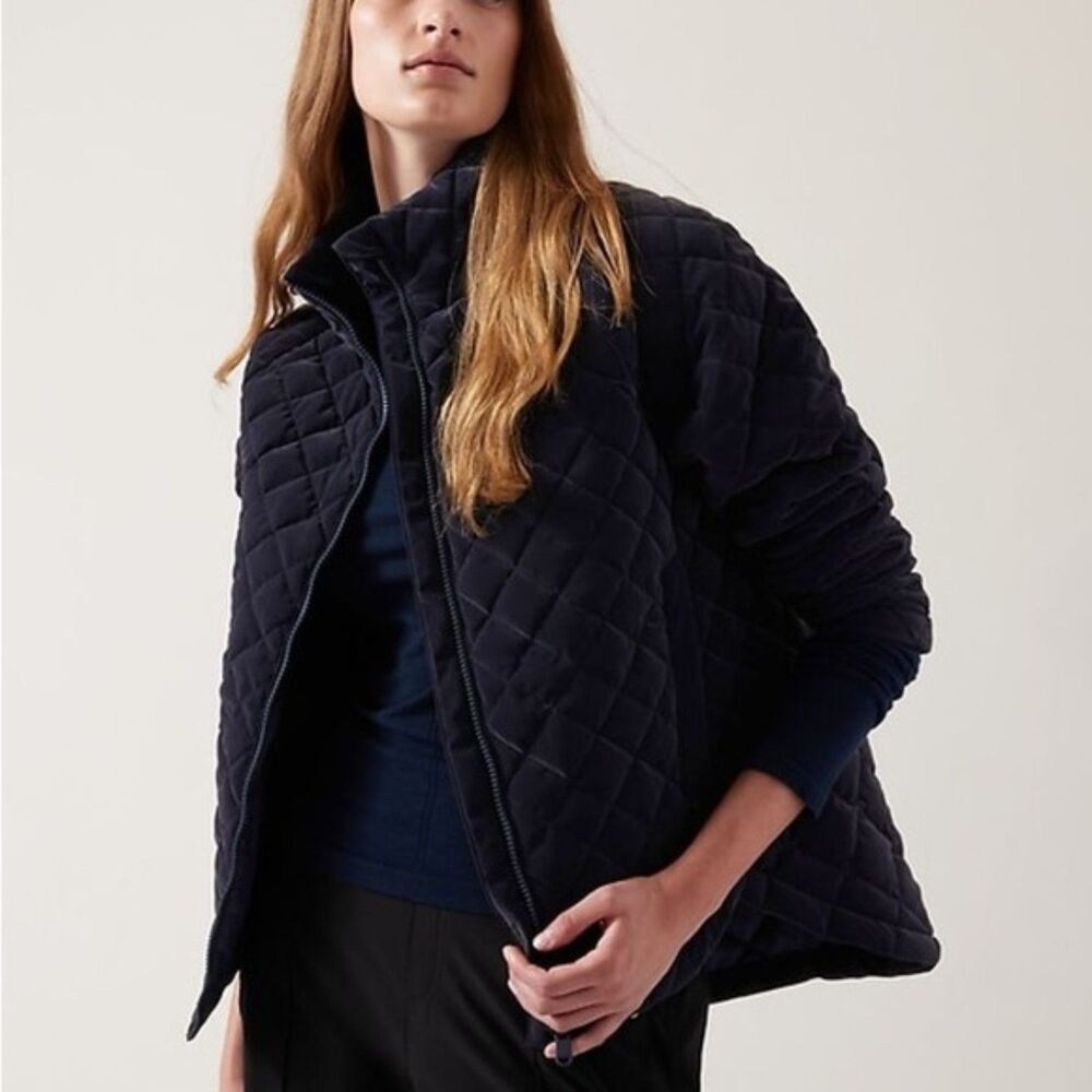 Athleta Full Zip Quilted Puffer Jacket Navy XS
